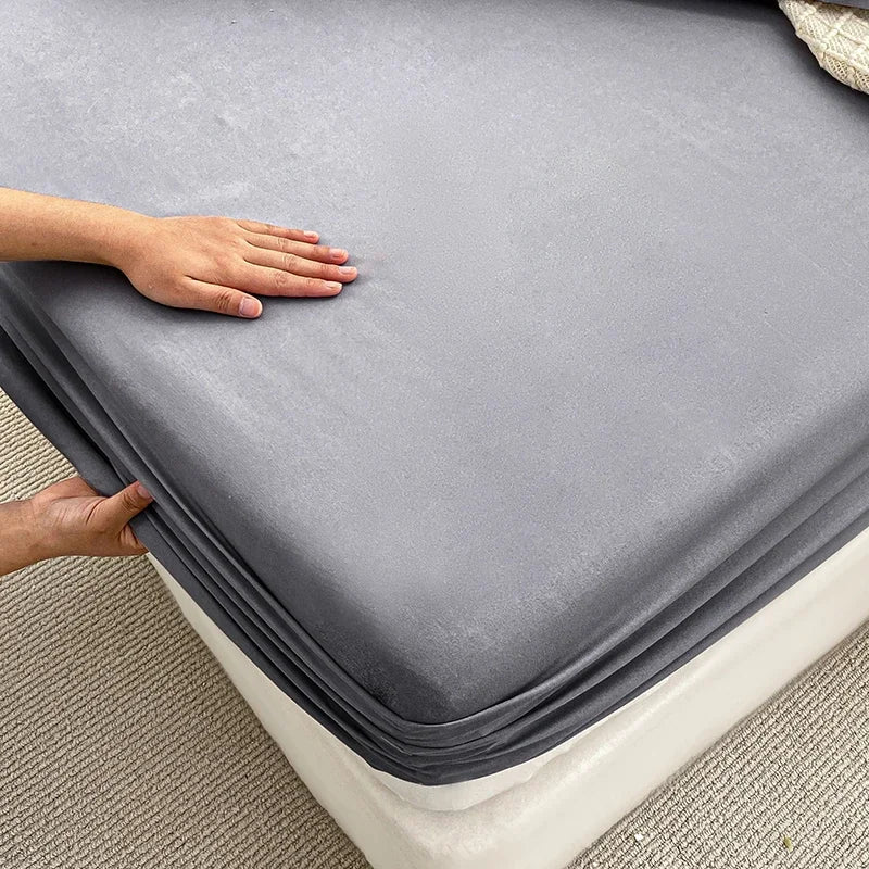 Double Bed Sheets Couple Elastic Fitted Sheet Microfiber Ultra-Soft Hotel Luxury Mattresses cover Queen single king Size - Tasawoq