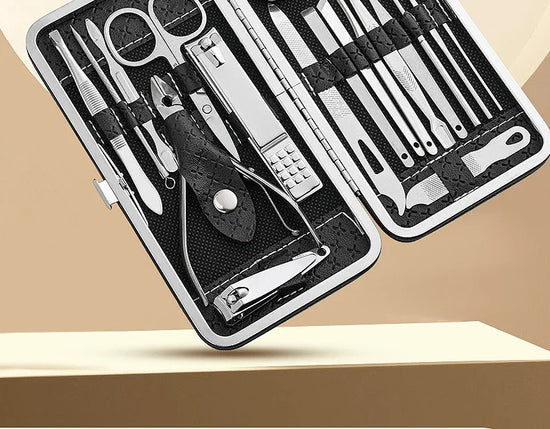 Nail art 19 piece set of beauty tools, home manicure, foot trimming, eagle beak pliers, care kit, nail knife, nail clipper set - Tasawoq