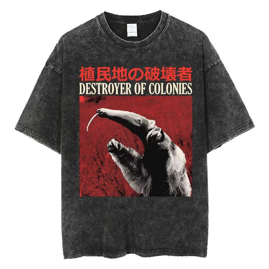 The Horrors Are Never Ending Yet I Remain Silly T-shirt Funny Japanese Style Frog Retro Washed T Shirt Men's Oversized Tees Tops - Tasawoq
