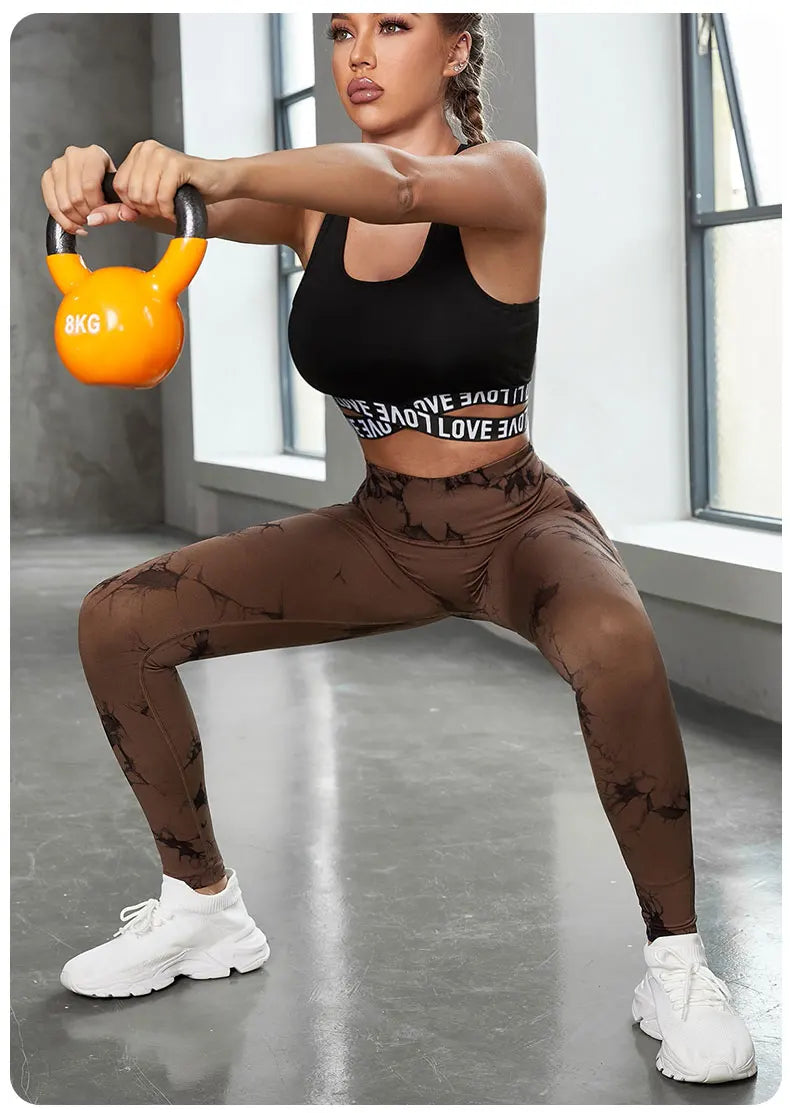 Tie Dye Yoga Pants Sport Leggings Women Seamless High Waist Push Up Woman Tights Fitness Workout Leggins Gym Clothing 2023 New - Tasawoq