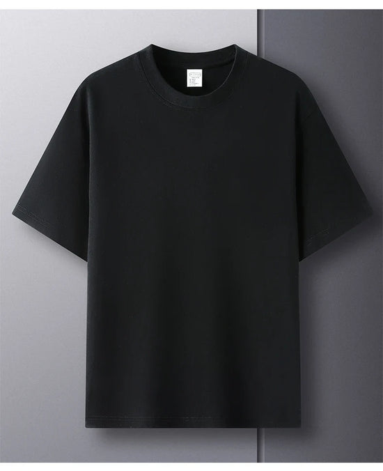 100% pure cotton summer high-end brand men's short sleeve round neck fashionable style half sleeved top breathable T-shirt - Tasawoq