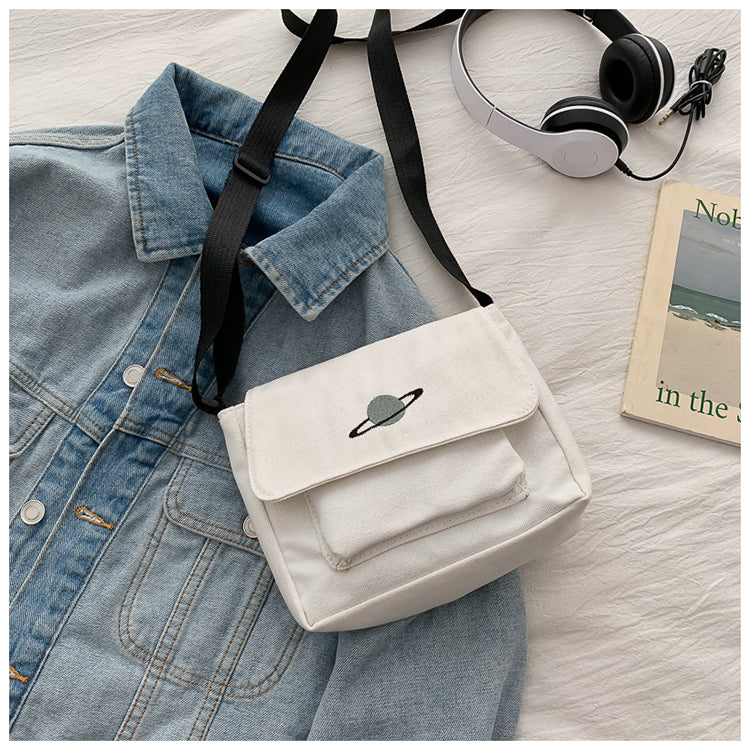 Casual Collage Student Messenger Bag Women Small Bag Canvas Shoulder Bag For Women Print Crossbody Bags Bolsas Sac - Tasawoq