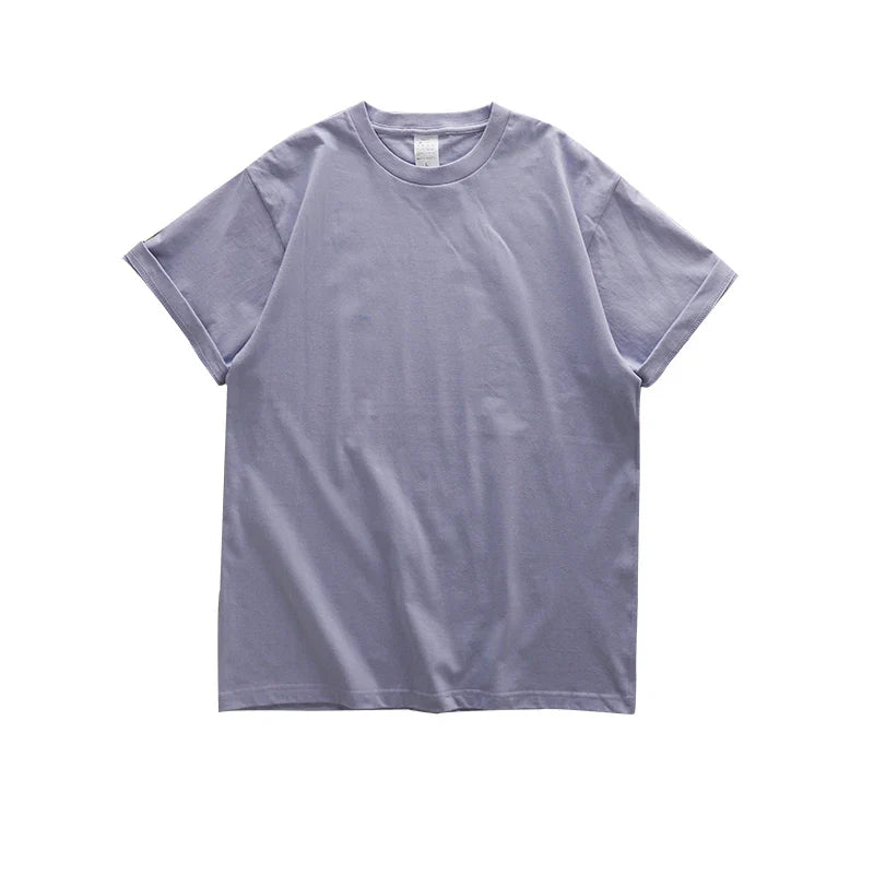 Dukeen 280gsm Oversized Heavy T-Shirt for Men Summer Short Sleeve Tee Cotton Solid Color Top Casual T Shirts One Piece - Tasawoq
