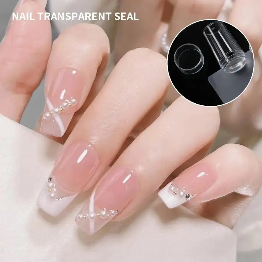 Nail Stamping Plates Pure Clear Jelly Nails Art Stamper Scraper Set Print Silicone Marshmallow Design Manicure Accessories Tool - Tasawoq