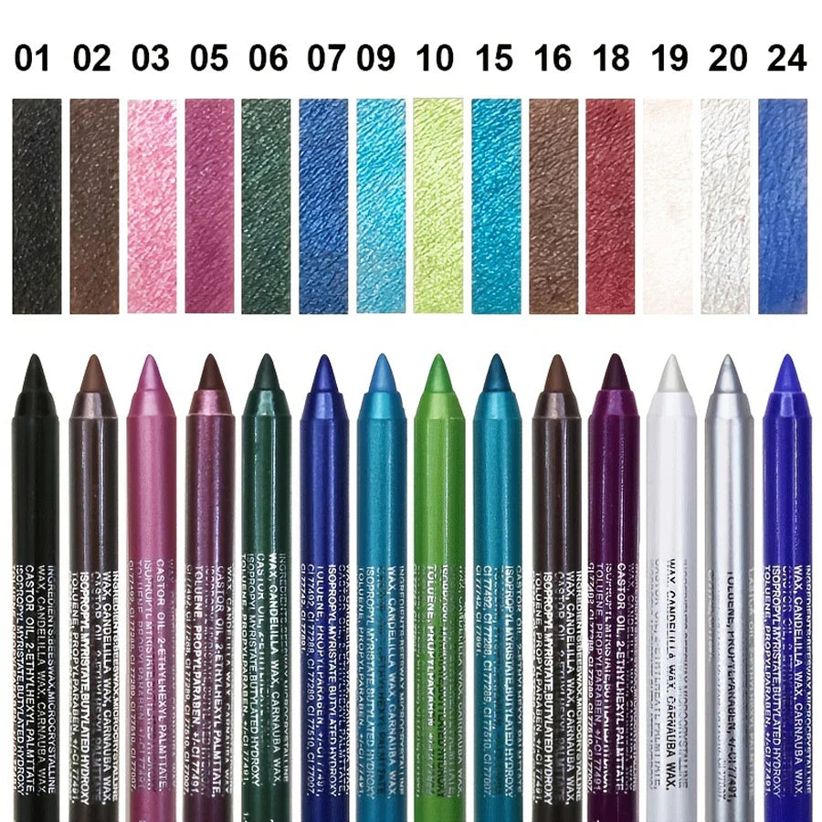 14-Color Colourful Eyeliner Pen, High Pigmented Pearly Shimmer Metallic Smokey Punk Gothic Style Eyeliner, Long Lasting Waterpro - Tasawoq