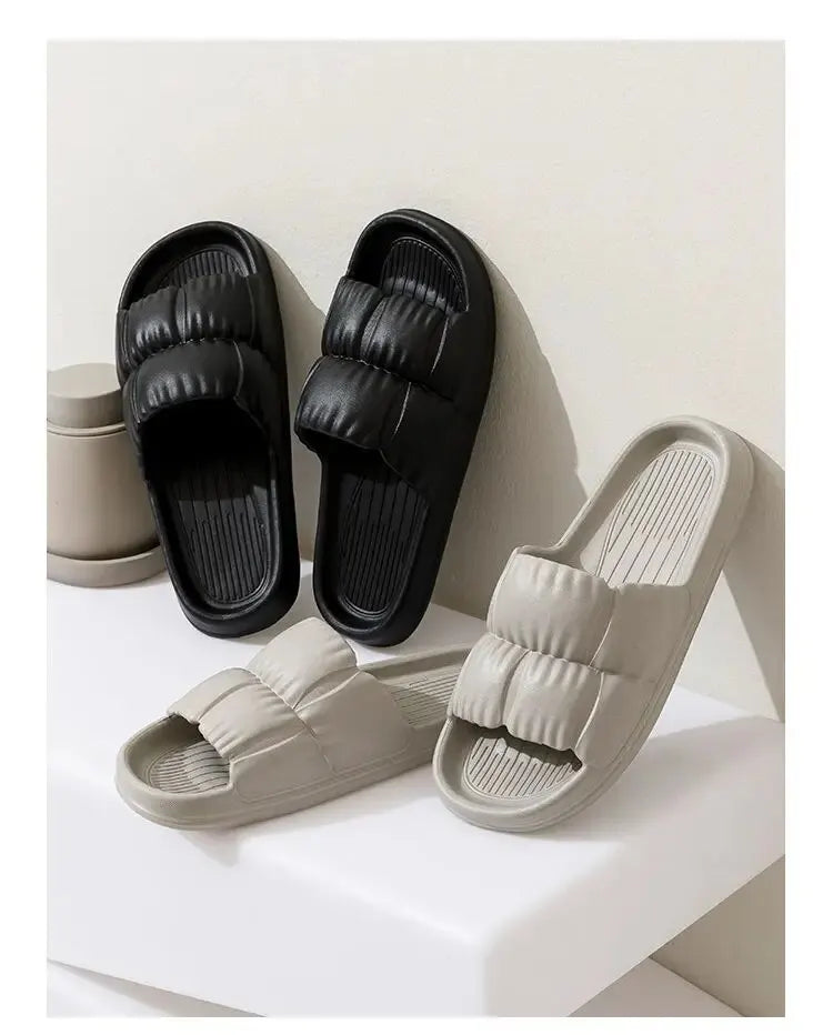 Soft Bottom Slippers for Women Home Bathroom Home Bath Non-slip Couple Summer Sandals for Men Summer Wear Comfortable - Tasawoq
