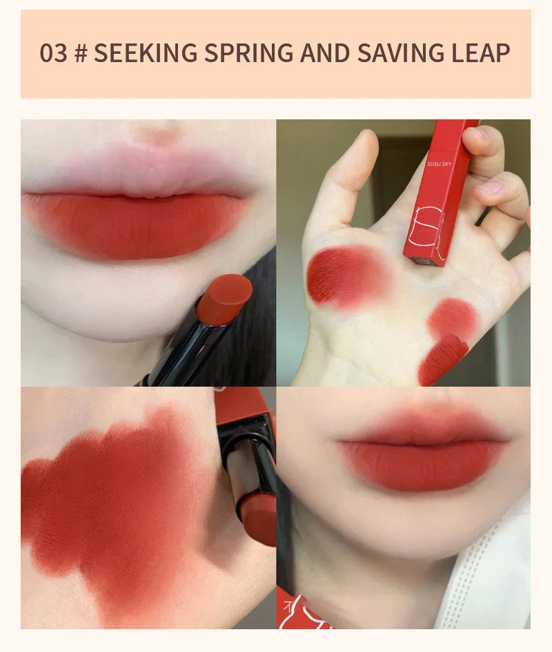 TX010Thin Tube Matte Lipstick, Waterproof and Sweatproof, Does Not Fade Or Remove Makeup, Can Be Used on Both Lips and Cheeks - Tasawoq