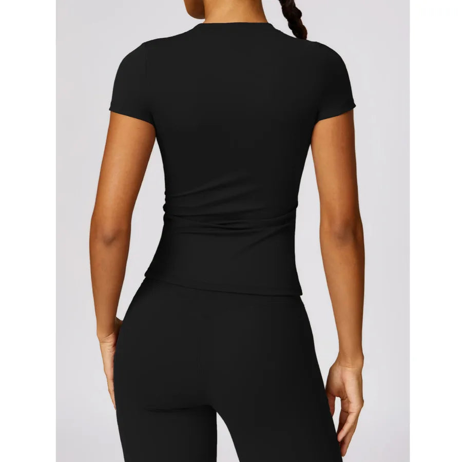 HGC Women's Sports T Shirt Summer Short Sleeve Running Round Neck Breathable Stretchy GYM Yoga Slim Fitness Active Top Tee - Tasawoq