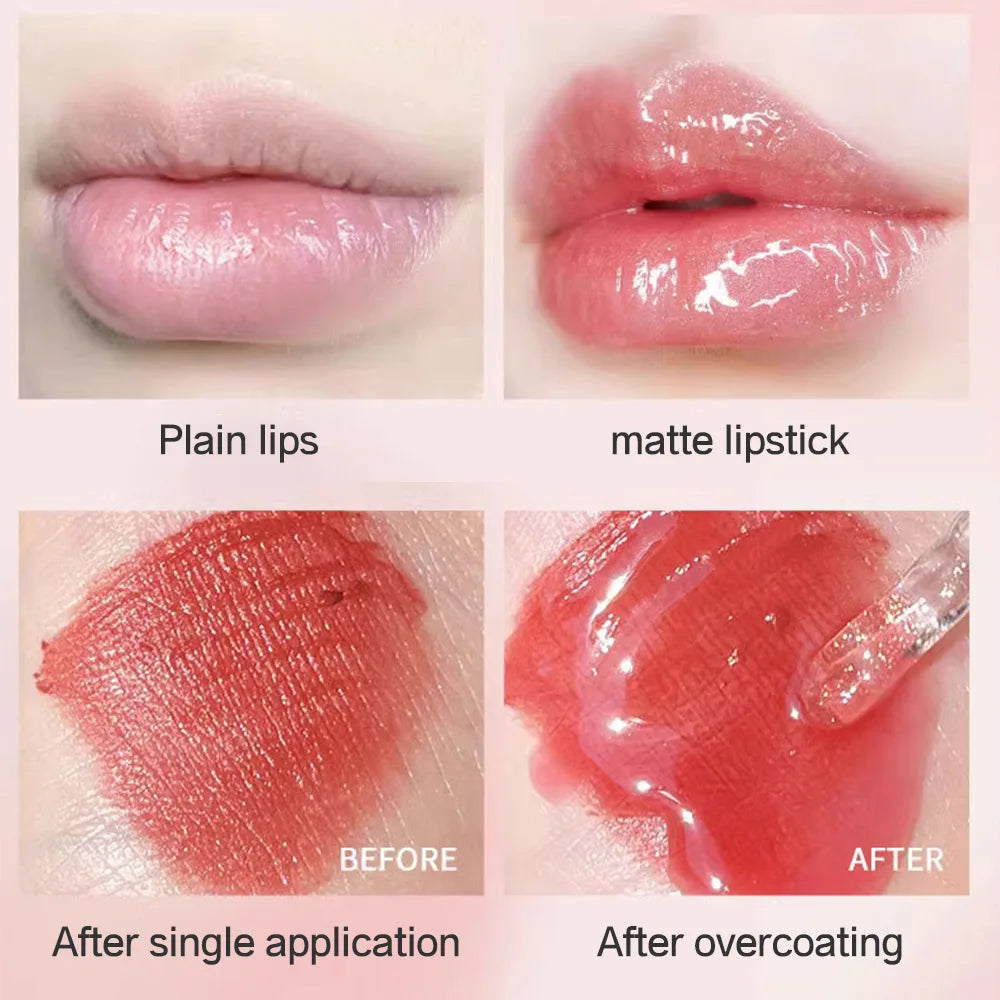 4 PCS Water-gloss Mirror Jelly Lip Gloss Moisturizes Lips Shimmers With Fine Pearls Brightens Lip Color - Tasawoq