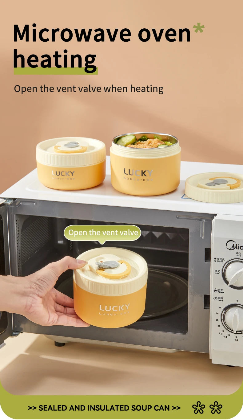 WORTHBUY Portable Sealed Thermal Lunch Box For Kids Stackable Microwave 304 Stainless Steel Bento Box Insulated Food Container