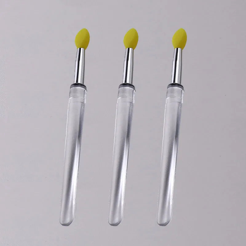 1/3/5pcs Flat Silicone Applicator Sticks Reusable Lip Brush With Cover For Dust Prevention Silicone Nail Powder Applying Tools - Tasawoq