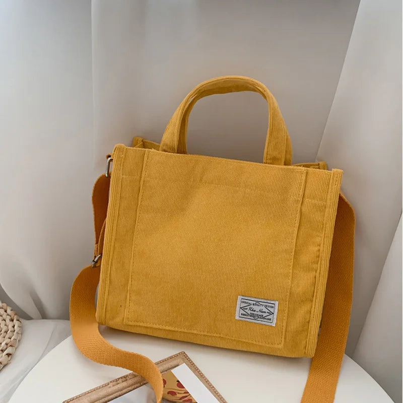 Women Handbag Simple Corduroy Portable Large Capacity HandBag Ins Fashion Trend Small Square Handbag Single Shoulder Bags - Tasawoq