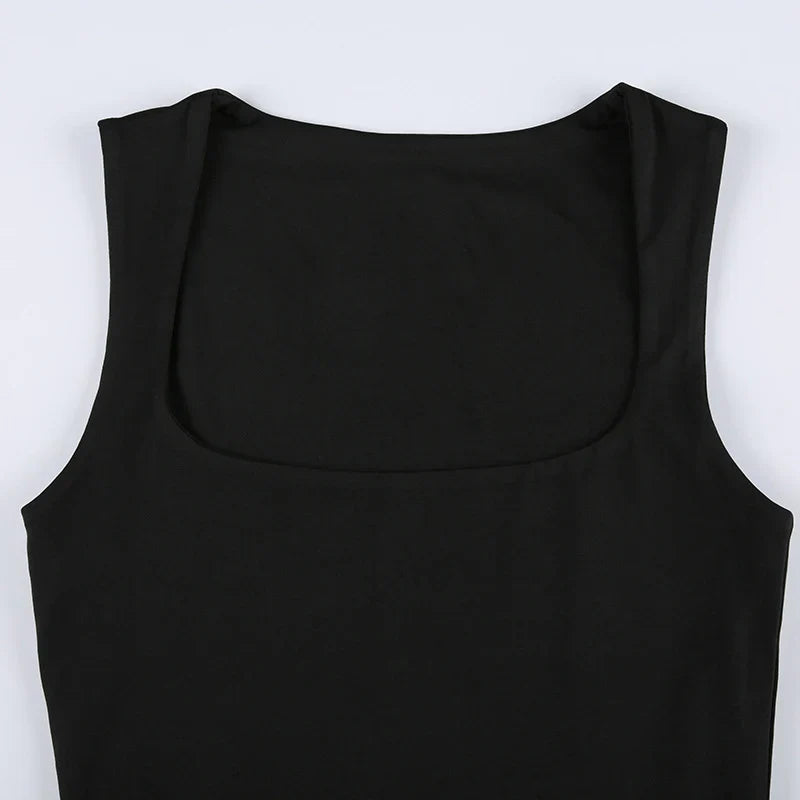 Sleeveless Collar Crop Top Women Tank Tops Casual Y2K Summer 2024 Black T Shirts Sexy - Tasawoq