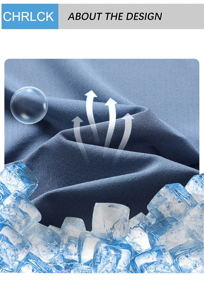 CHRLCK Men's Running Quick Drying T-shirts Breathable Hiking Fishing Tees Soft Elasticity Outdoor Sports Short Shirt Summer - Tasawoq