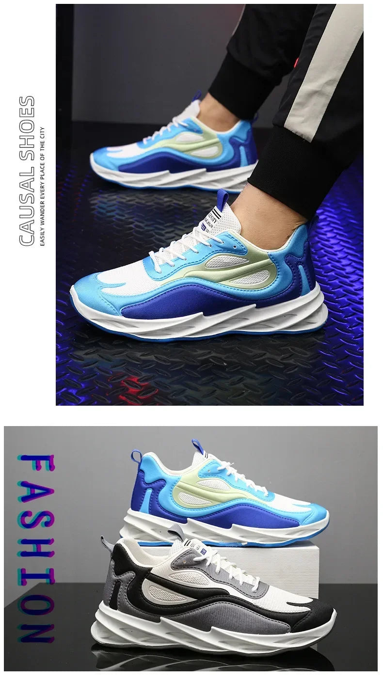 New Trendy Men's Sports Shoes Cushion Running Sneakers Outdoor Leisure Walking Jogging Trainers Soft Sole Breathable Footwear - Tasawoq