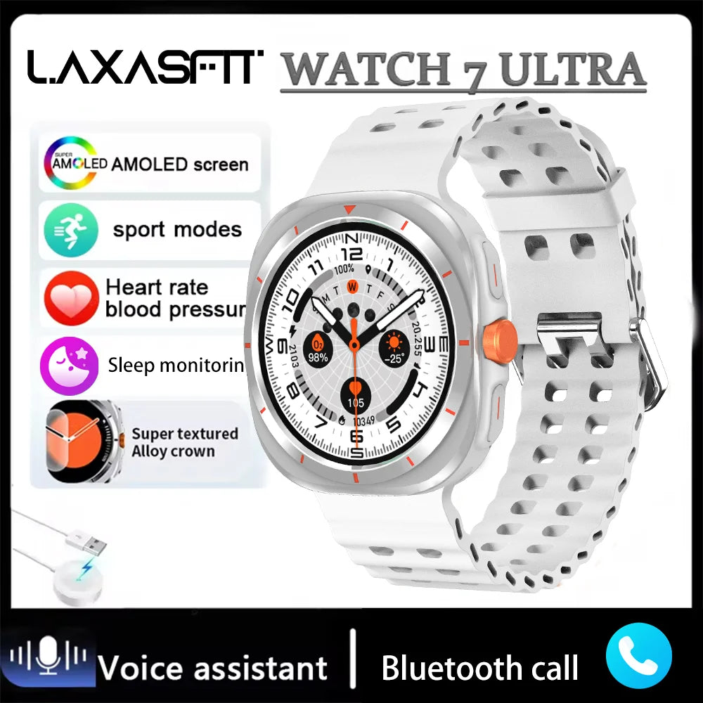 LAXASFIT Watch 7 Ultra Smartwatch Bluetooth Talk HD AMOLED Screen Fitness Tracker Health Monitoring Smartwatch for Android IOS - Tasawoq