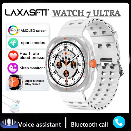 LAXASFIT Watch 7 Ultra Smartwatch Bluetooth Talk HD AMOLED Screen Fitness Tracker Health Monitoring Smartwatch for Android IOS - Tasawoq