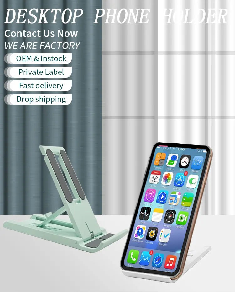 Desktop Phone Holder Stand Foldable Portable Tablet Stand Desk Lazy Bracket For iPhone 13 Pro iPad Mobile Phone Tablet below 12" - Tasawoq