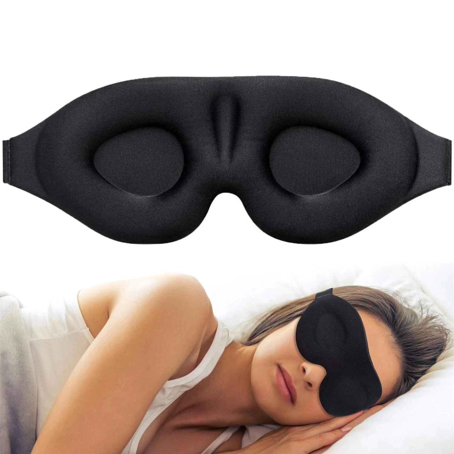 Eye Mask for Sleeping 3D Contoured Cup Blindfold Concave Molded Night Sleep Mask Block Out Light with Women Men with Earplugs - Tasawoq