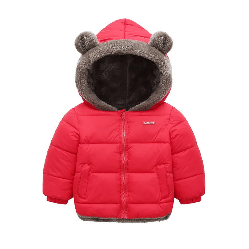 Baby Boys Girls Jacket Hooded Cotton Outerwear Children's Thick Fleece Coat Cashmere Padded Jackets Winter Boys Girls Warm Coats - Tasawoq