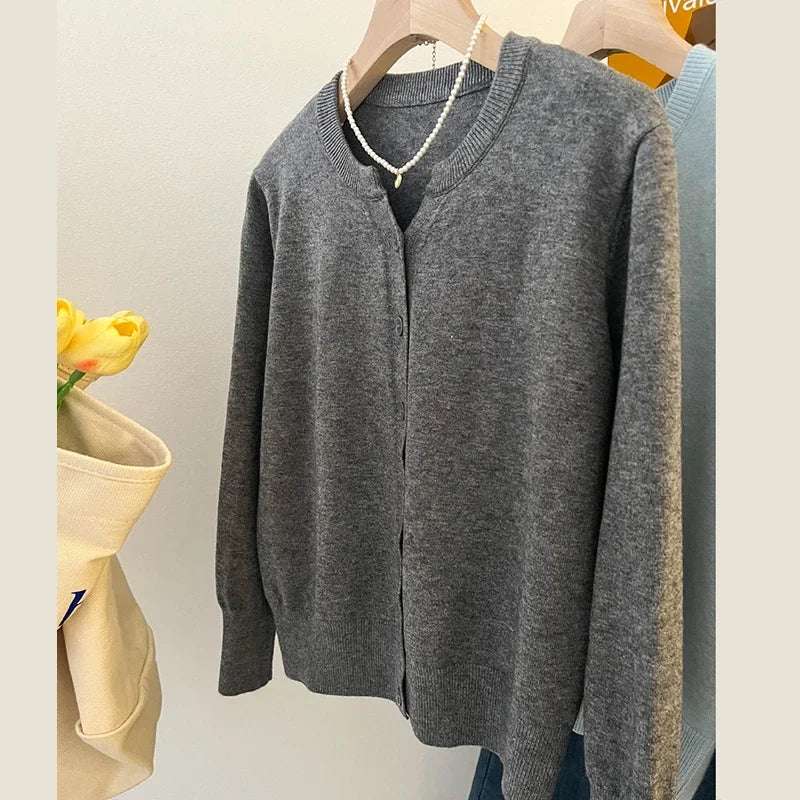 Fashion Women's Thin Fleece Knit Loose Short Cashmere Sweater Round Neck Warm Korean Casual Female Sweater Top Cloting - Tasawoq