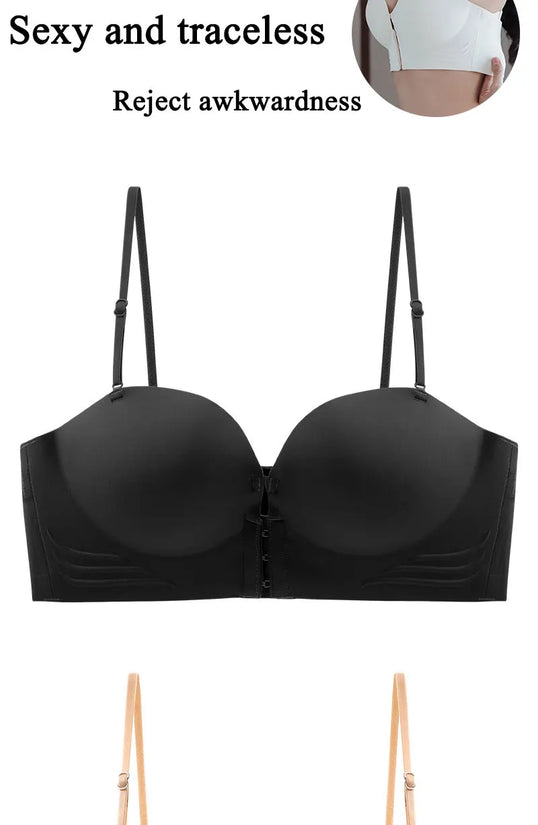 FINETOO Front Closure Sexy Push Up Bra Women Invisible Bras Underwear Lingerie For Female Brassiere Strapless Seamless Bralette - Tasawoq