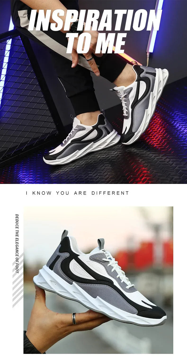New Trendy Men's Sports Shoes Cushion Running Sneakers Outdoor Leisure Walking Jogging Trainers Soft Sole Breathable Footwear - Tasawoq