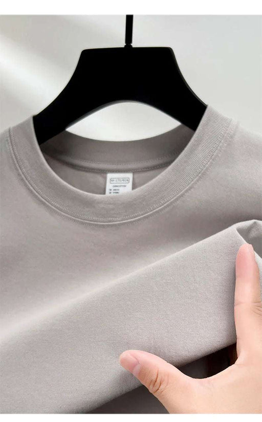 100% pure cotton summer high-end brand men's short sleeve round neck fashionable style half sleeved top breathable T-shirt - Tasawoq