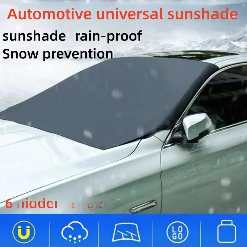 Magnetic Car Front Windscreen Cover Automobile Sunshade Cover Car Windshield Snow Sun Shade Waterproof Car Cover 210 120cm - Tasawoq