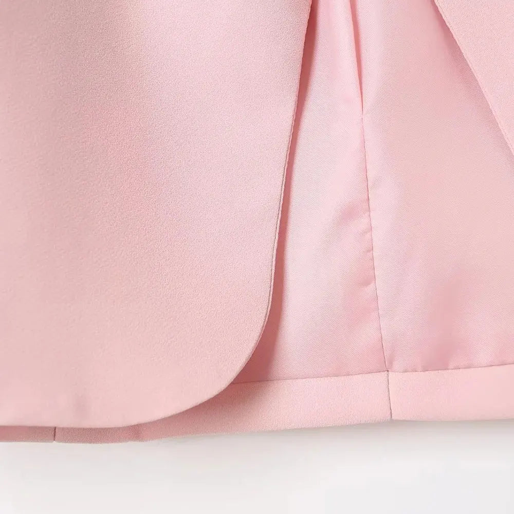 TRZA Women Fashion Office Wear Open Blazer Coat Vintage Long Pleated Sleeves Flap Pockets Female Outerwear Chic Tops - Tasawoq