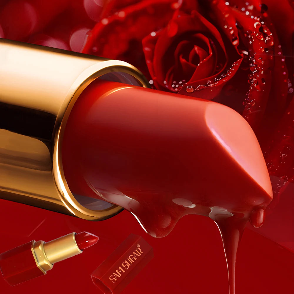 6 Colors Gold Bar Tube Lipstick Matte Texture Pearlescent Glitter Velvet Lipstick Valentine's Day Gift 6PCS - Tasawoq