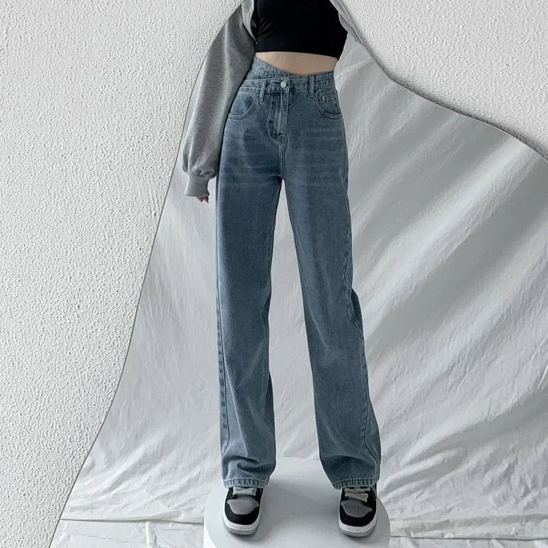 ZOENOVA Jeans Women Wide Leg Pants Mom Femme Black Blue Jeans High Waist Woman Trousers 2023 Clothing Pantalones Spodnie Damskie - Tasawoq