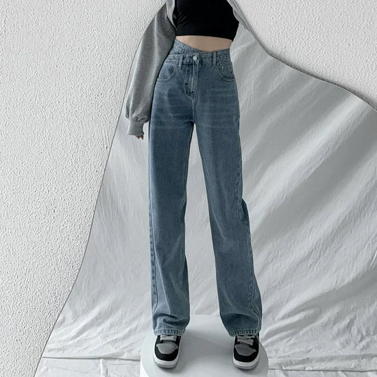 ZOENOVA Jeans Women Wide Leg Pants Mom Femme Black Blue Jeans High Waist Woman Trousers 2023 Clothing Pantalones Spodnie Damskie - Tasawoq
