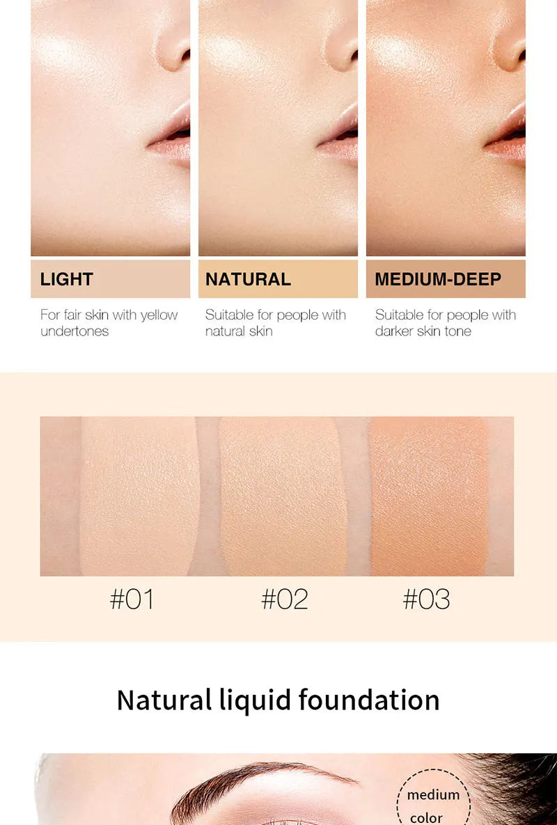 Liquid foundation naturally covers flaws without sticking powder, plain face cream, transparent foundation, conceals blemishes - Tasawoq