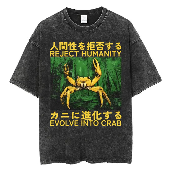 The Horrors Are Never Ending Yet I Remain Silly T-shirt Funny Japanese Style Frog Retro Washed T Shirt Men's Oversized Tees Tops - Tasawoq