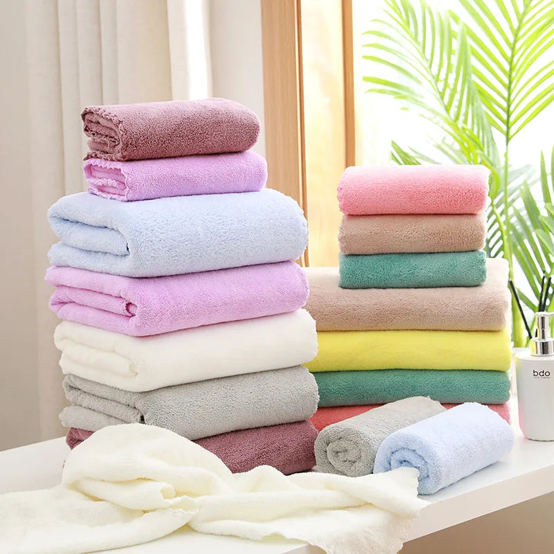 2PC Bath Towels Set Super Soft Highly Absorbent Quick-drying Coral Velvet Bath Towel For Adults Hotel & Spa Use - Tasawoq