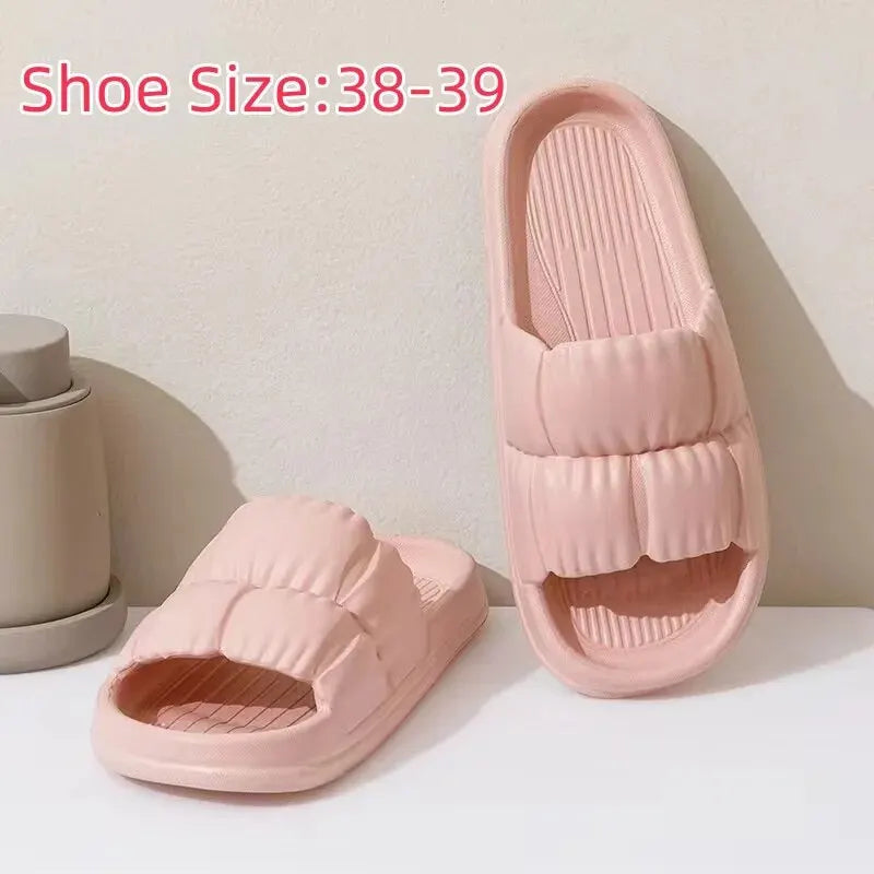 Soft Bottom Slippers for Women Home Bathroom Home Bath Non-slip Couple Summer Sandals for Men Summer Wear Comfortable - Tasawoq