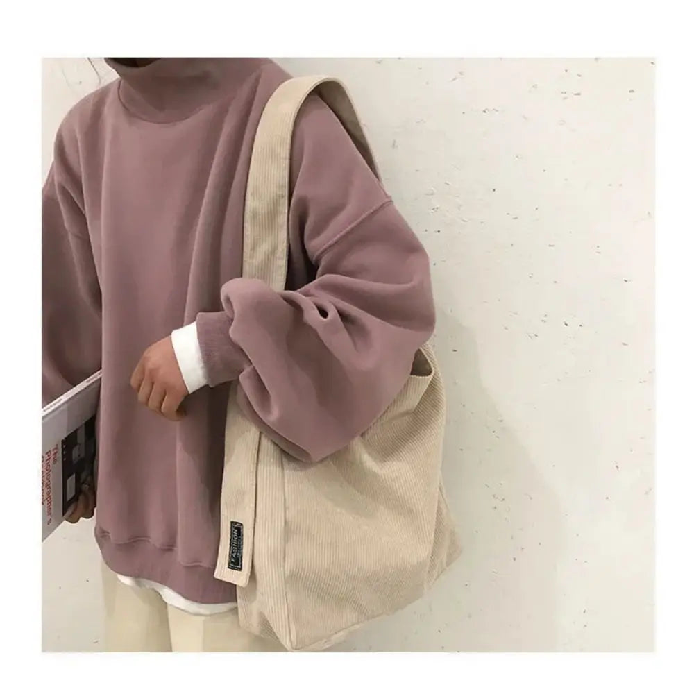 Fashion Women Corduroy Shoulder Bags Soft Handbags Tote Bags Girls Students Large Capacity Bags - Tasawoq