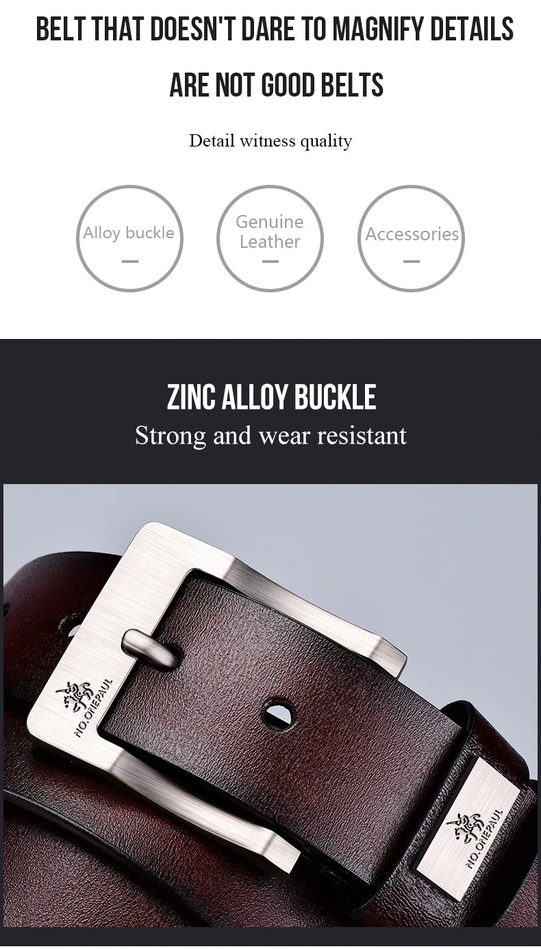 New Trend Men's High Quality Buckle Jeans Cowhide Casual Belt Business Denim Belt Men's Fashion Designer - Tasawoq