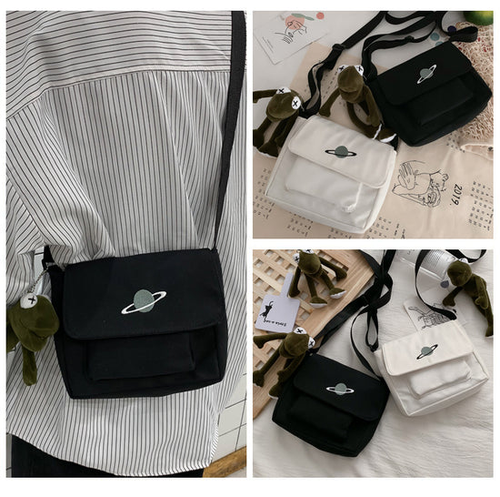 Casual Collage Student Messenger Bag Women Small Bag Canvas Shoulder Bag For Women Print Crossbody Bags Bolsas Sac - Tasawoq