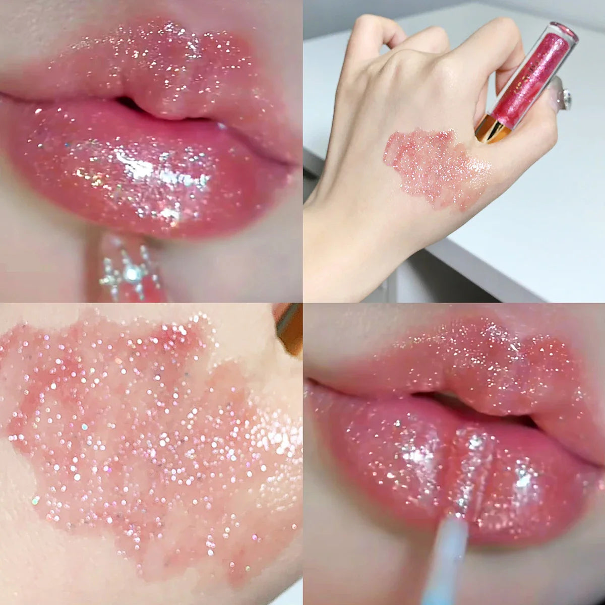 Moisturizing, plump and sparkling lip gloss, water-glossy mirror lip glaze, moisturizing and moisturizing lip oil for pouty lips - Tasawoq