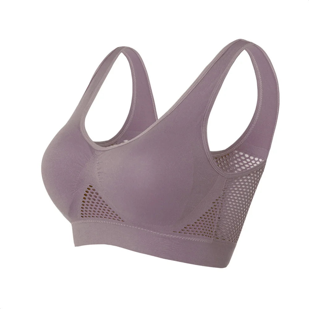 Seamless Mesh Women Sports Bras Fitness Gym Running Underwear Shockproof Bra Wireless 6XL Plus Size Crop Top Breathable Yoga Bra - Tasawoq