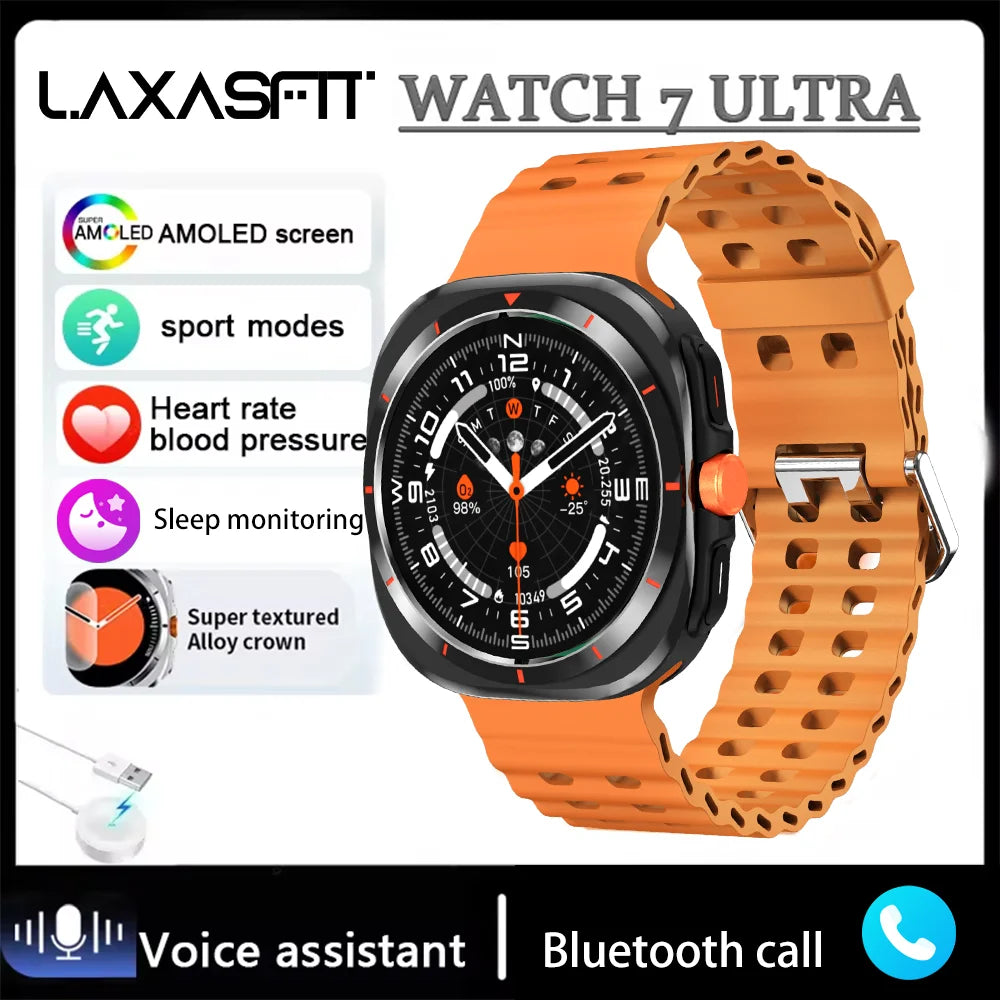 LAXASFIT Watch 7 Ultra Smartwatch Bluetooth Talk HD AMOLED Screen Fitness Tracker Health Monitoring Smartwatch for Android IOS - Tasawoq