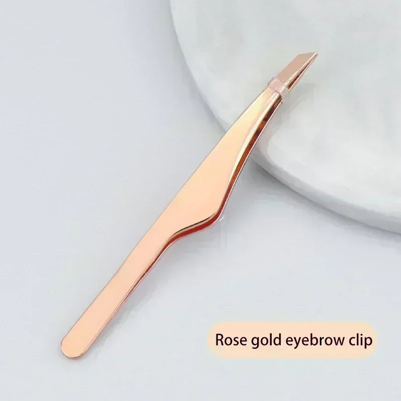 Hair Removal Tweezers Stainless Steel Eyebrow Tweezers Slant Tip Point Tip Flat Tip Rose Gold Silver Black Cosmetic Makeup Tools - Tasawoq