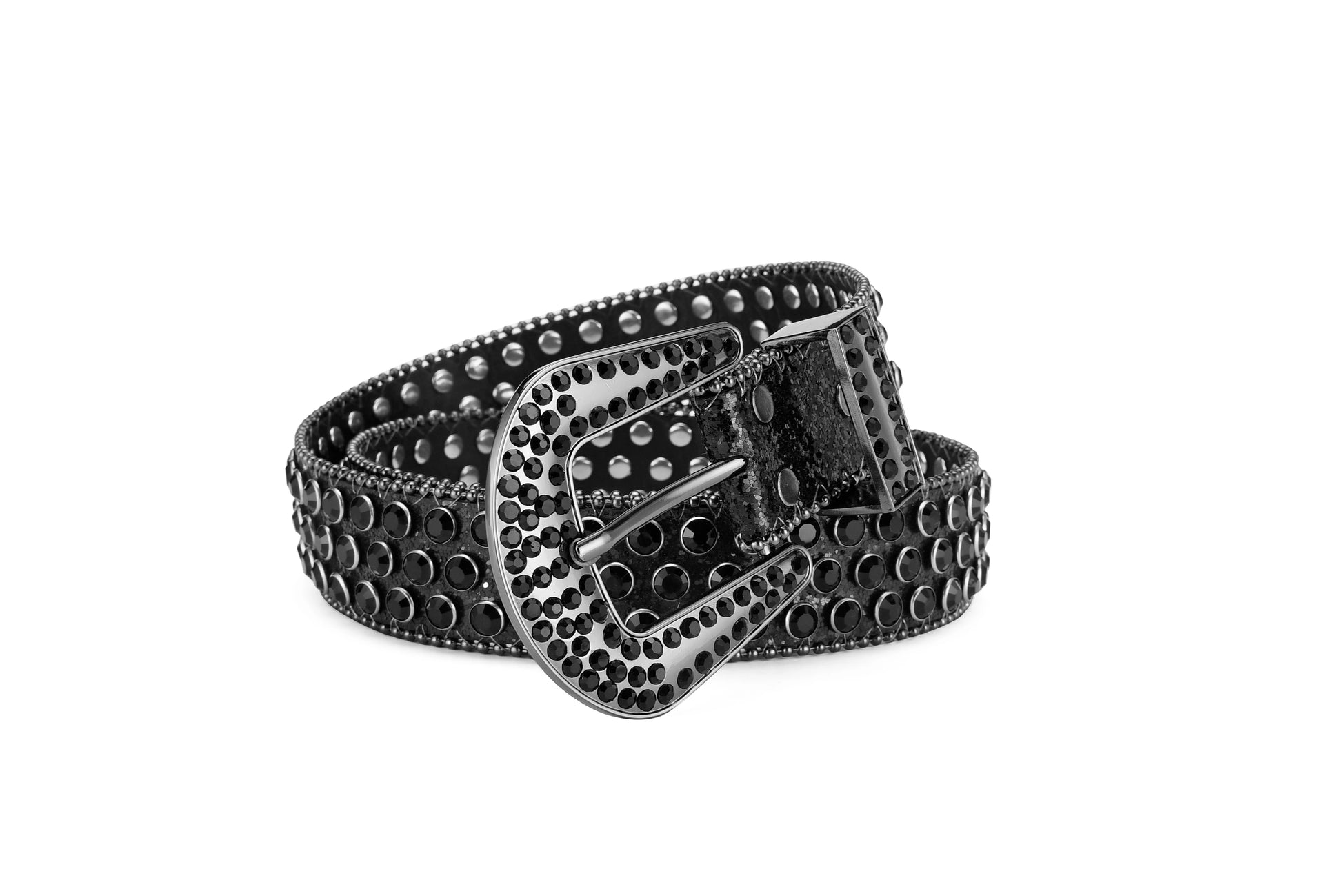 Men's Jeans Rhinestone Large Size Belt Women's Belt Western Denim Shiny Rivet Design Leather HipHop Punk Rock Y2K Style Belt - Tasawoq