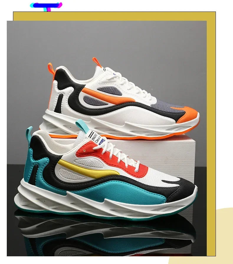 New Trendy Men's Sports Shoes Cushion Running Sneakers Outdoor Leisure Walking Jogging Trainers Soft Sole Breathable Footwear - Tasawoq