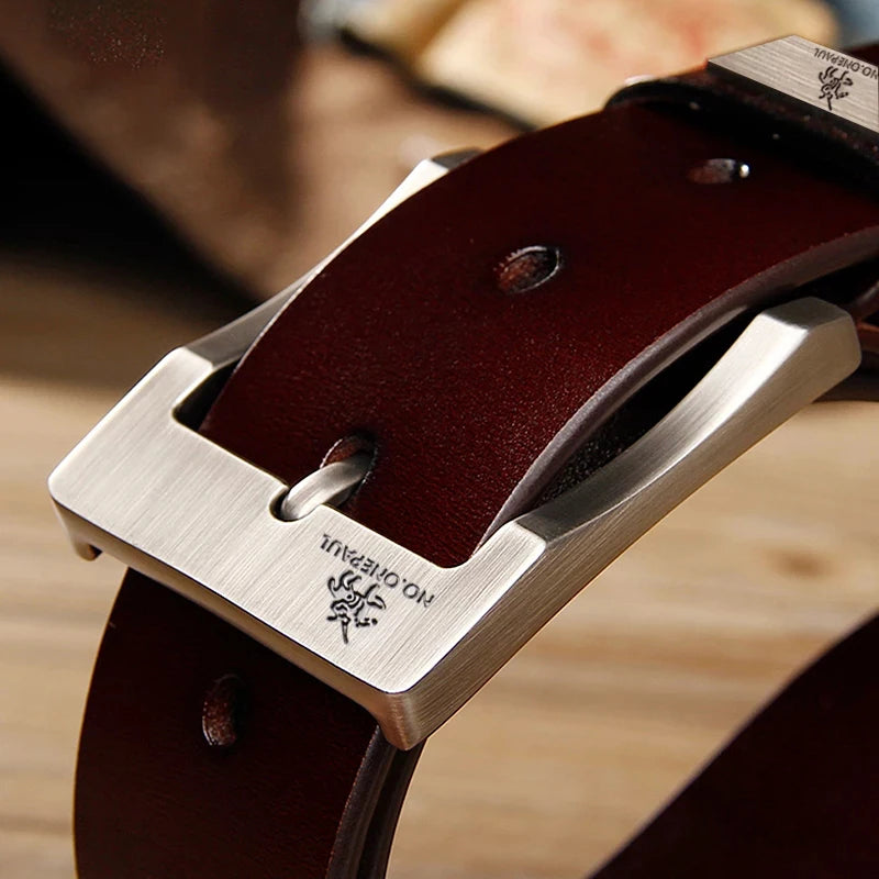 New Trend Men's High Quality Buckle Jeans Cowhide Casual Belt Business Denim Belt Men's Fashion Designer - Tasawoq