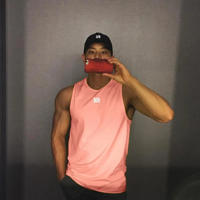 Men's tank top Summer thin running exercise fitness training vest for men Loose breathable mesh quick drying T-shirt for men - Tasawoq