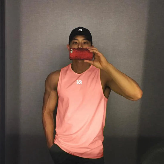 Men's tank top Summer thin running exercise fitness training vest for men Loose breathable mesh quick drying T-shirt for men - Tasawoq