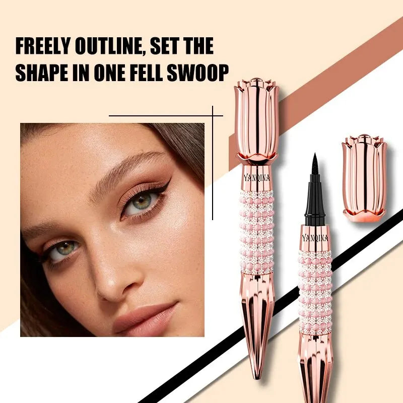 YANQINA Precision Liquid Eyeliner Pen - Long-lasting, Waterproof, Transfer-proof, Quick-Dry Black Eyeliner with Sparkling Design - Tasawoq